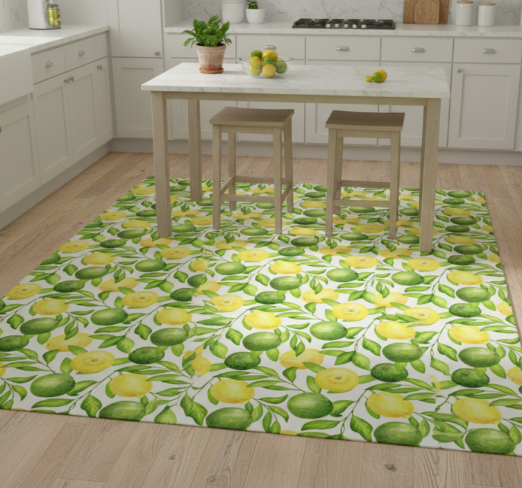 Kitchen vinyl rug lemons and limes design - TenStickers
