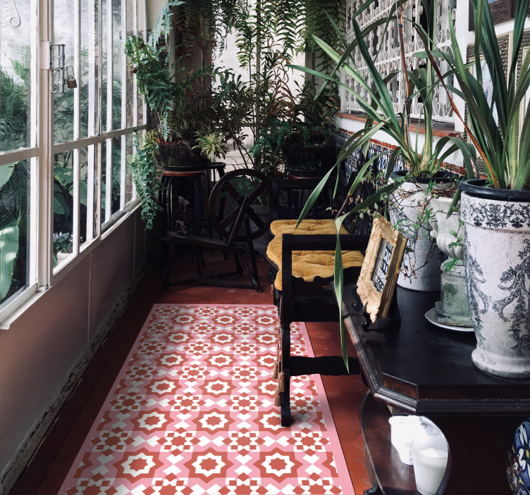 Kitchen red tiles vinyl rug - TenStickers