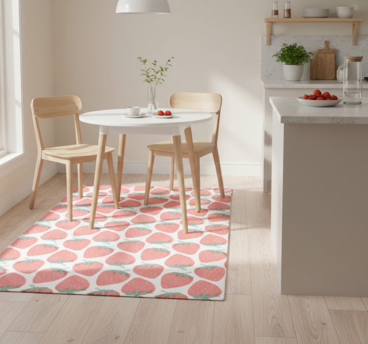 Kitchen vinyl rug seamless pastel strawberry pattern - TenStickers