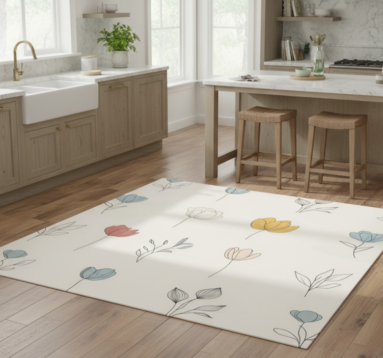 Kitchen vinyl rug set of floral designs - TenStickers
