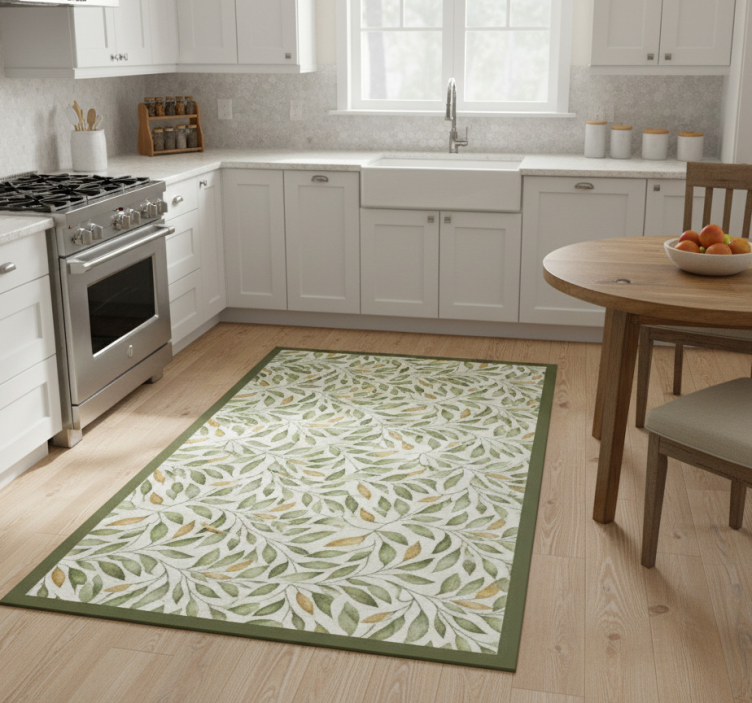 Kitchen vinyl rug watercolor leafy trail - TenStickers