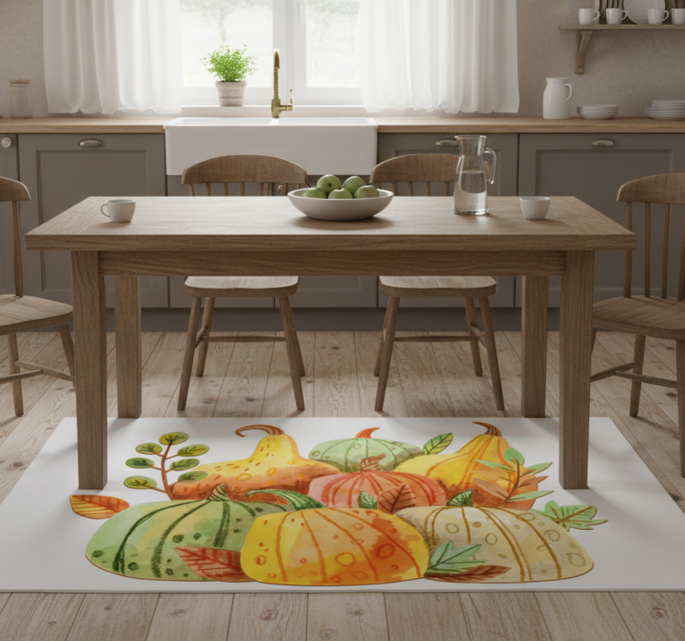 Kitchen vinyl rug watercolor thanksgiving vegetables - TenStickers