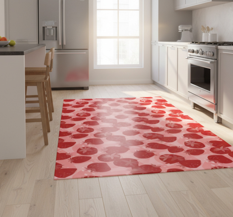 Kitchen vinyl rug with abstract seamless red strawberries - TenStickers