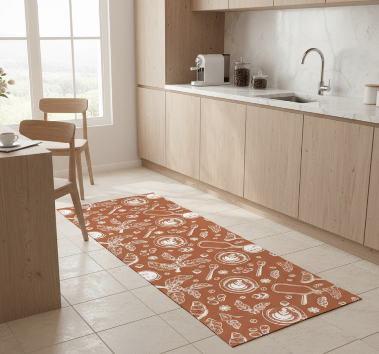 Kitchen vinyl rug with coffee seamless pattern - TenStickers