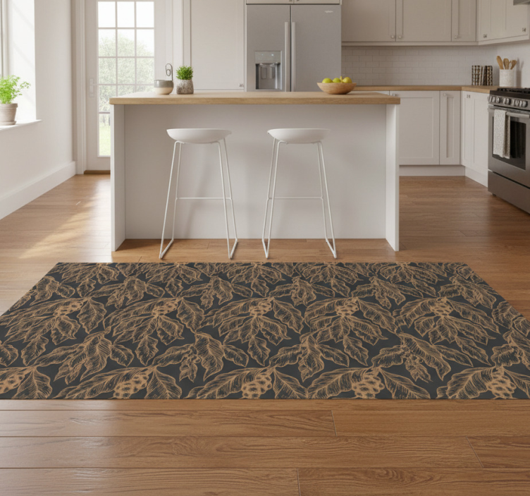 Kitchen vinyl rug with coffee tree branch design - TenStickers