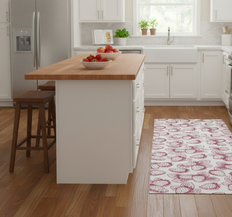 Kitchen vinyl rug with cute seamless strawberry pattern - TenStickers