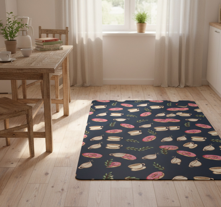 Kitchen vinyl rug with desserts and coffee design - TenStickers