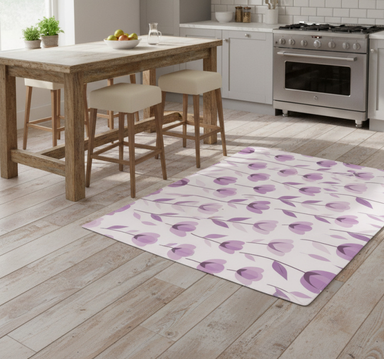 Kitchen vinyl rug with floral print design - TenStickers