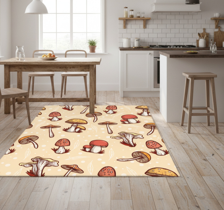 Kitchen vinyl rug with original mushroom pattern design - TenStickers