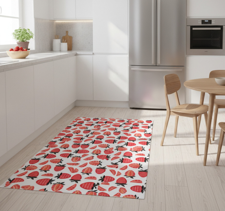 Kitchen vinyl rug with realistic red strawberries pattern - TenStickers