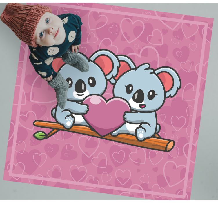 Koala Love Heart kids vinyl rug - TenStickers