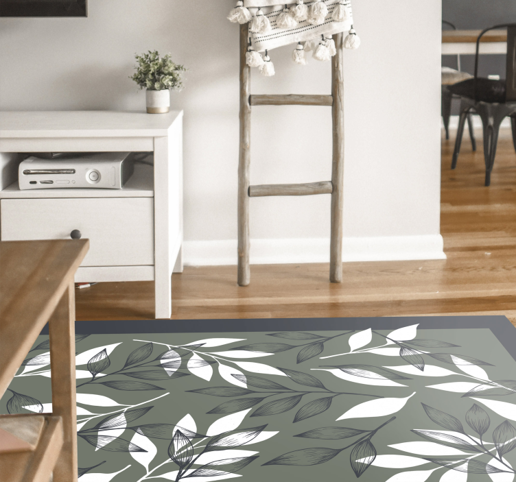 Leafy Botanical Pattern floral vinyl rug - TenStickers