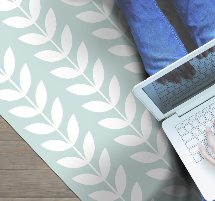 Leafy green pattern nature vinyl rug - TenStickers