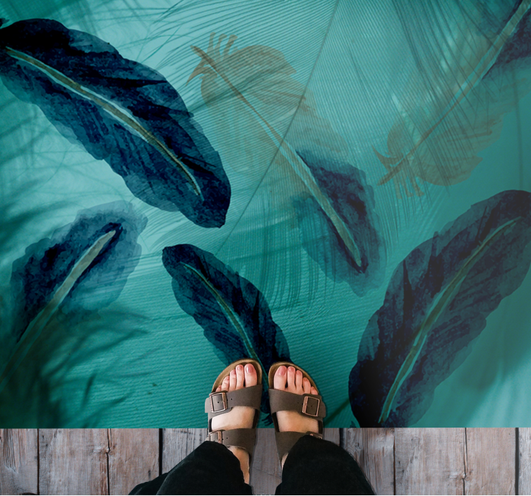 Leafy Tropical Oasis nature vinyl rug - TenStickers