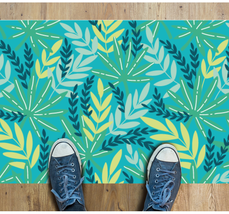 Leafy tropical palette nature vinyl rug - TenStickers
