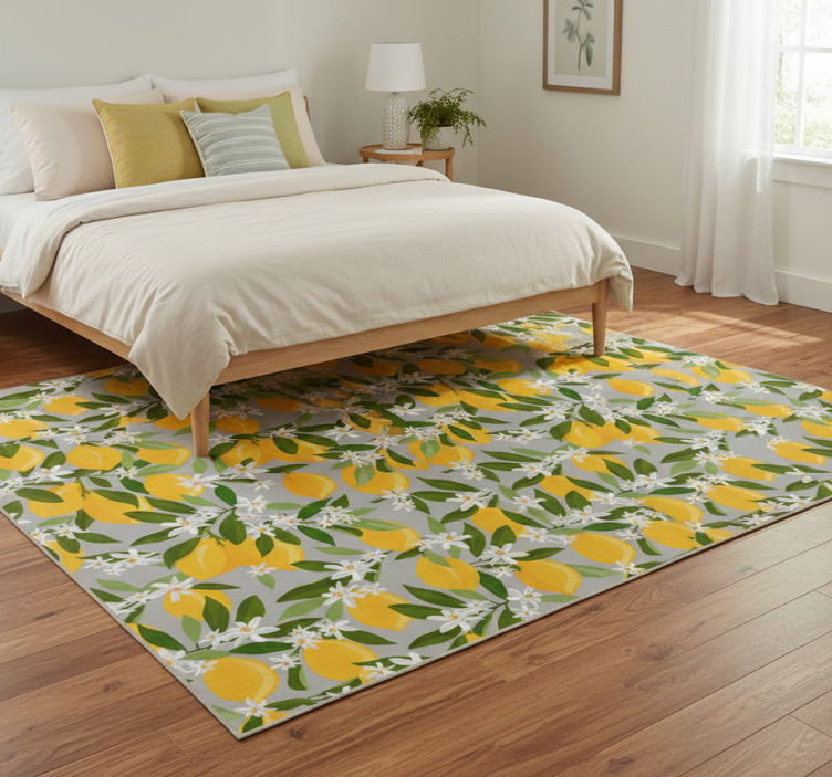 Lemon flower pattern flower rug - TenStickers