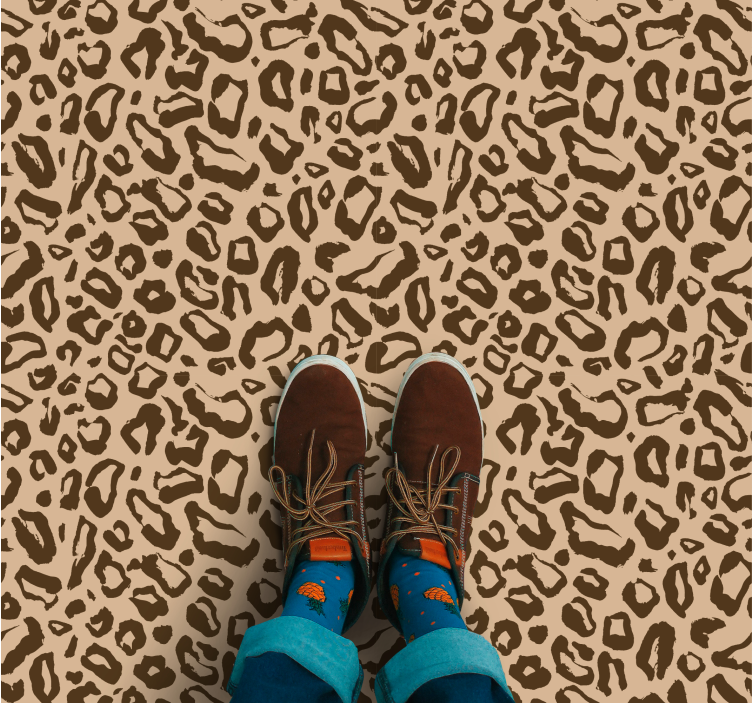 Brown leopard dot illustration animal print vinyl rug - TenStickers