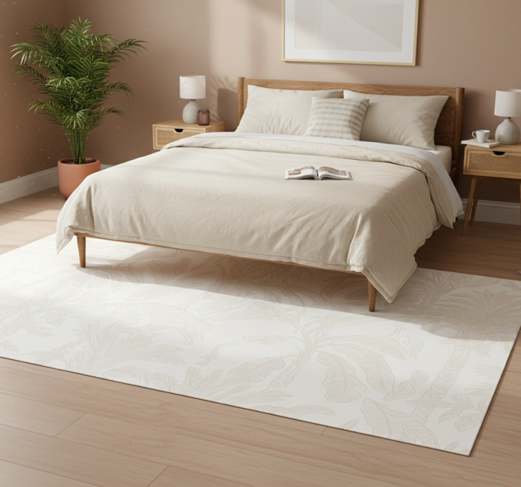 Light beige jungle bedroom vinyl rug - TenStickers