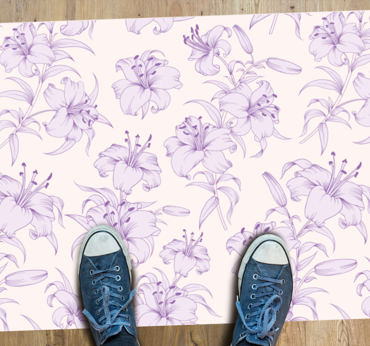 Lilac Floral Motif floral vinyl rug - TenStickers