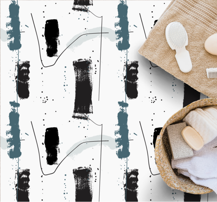 Linear Abstract Shapes minimal vinyl rug - TenStickers