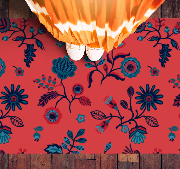 Lively Botanical Illustration floral vinyl rug - TenStickers