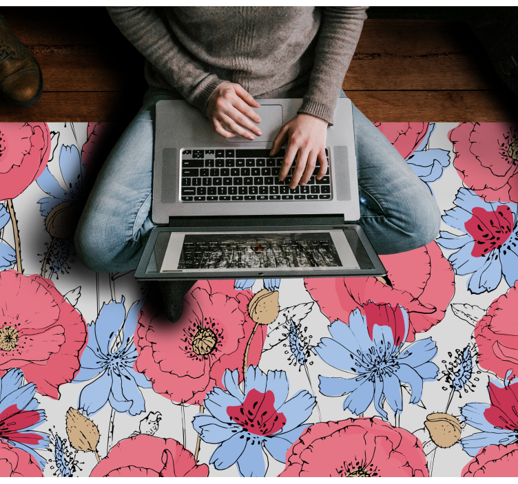 Lively botanical print floral vinyl rug - TenStickers