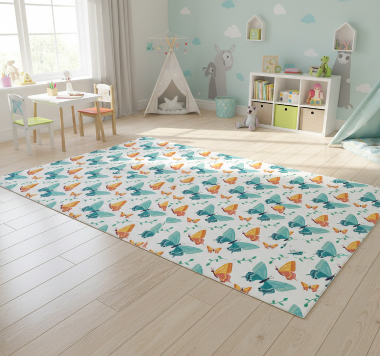 Lively butterfly animal vinyl rug - TenStickers