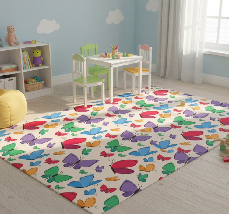 Lively butterfly design animal vinyl rug - TenStickers