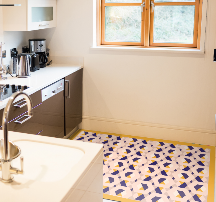 Lively geometric concept kitchen vinyl rug - TenStickers