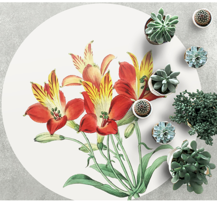 Lively Red Blossoms floral vinyl rug - TenStickers