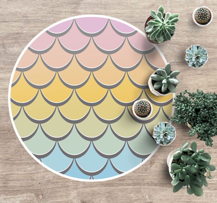 Colorful fish scales textured vinyl rug - TenStickers