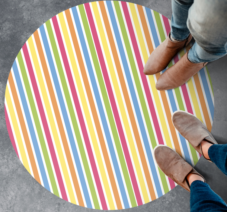 Lively striped style striped vinyl rug - TenStickers
