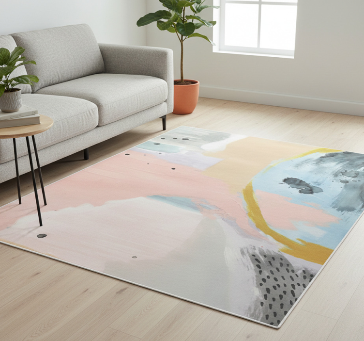Living room vinyl rug with colorful art - TenStickers