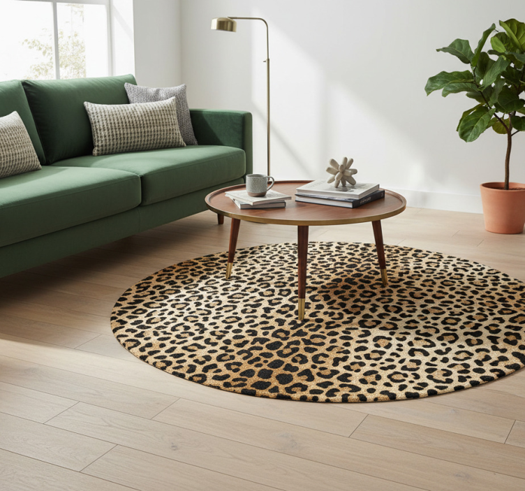 Living room vinyl rug in panther print - TenStickers