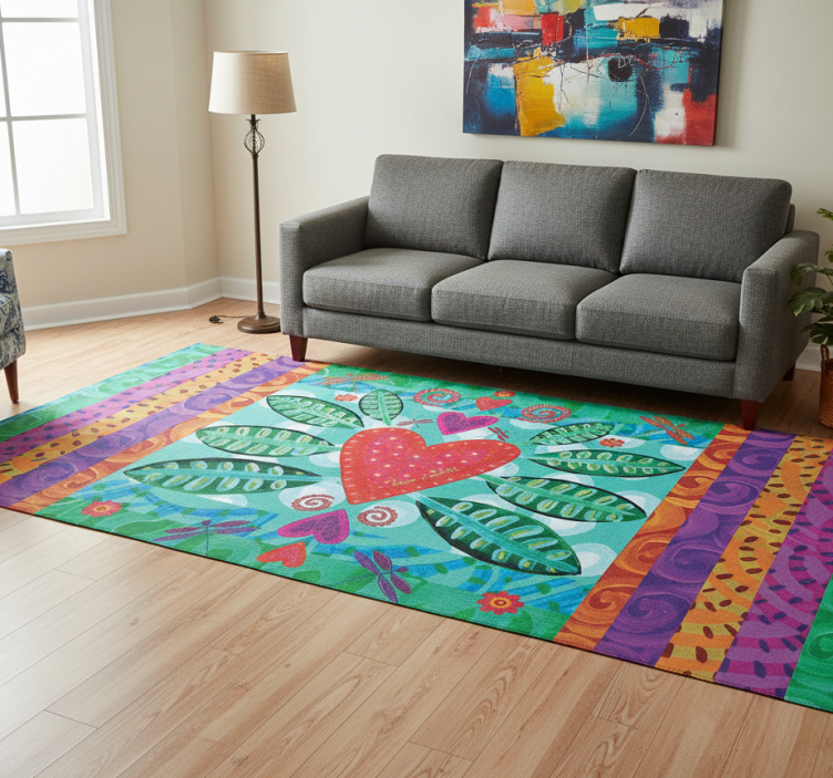 Living room vinyl rug in vibrant red heart - TenStickers