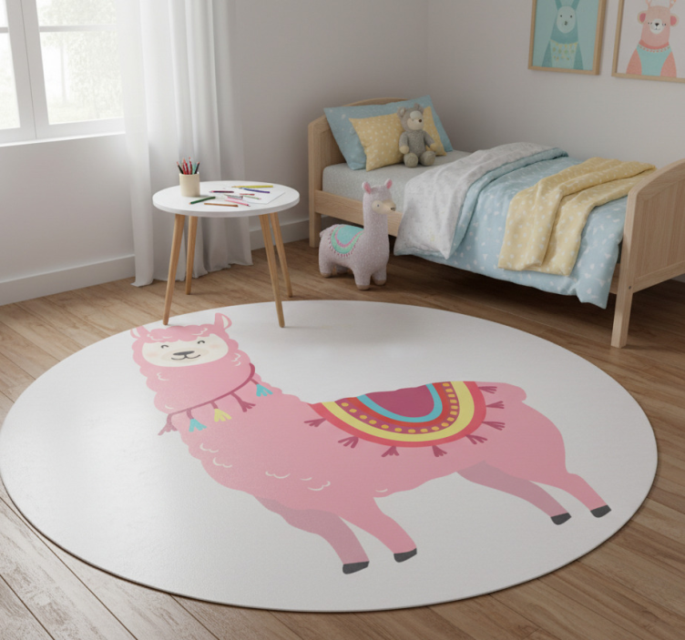 Llama pink animal vinyl rug - TenStickers