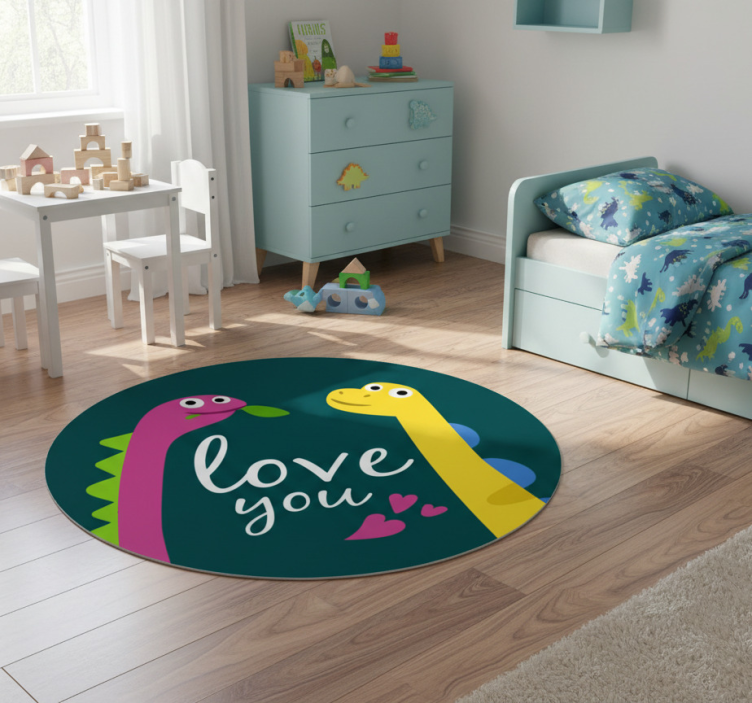 Love you dinosaur animal vinyl rug - TenStickers