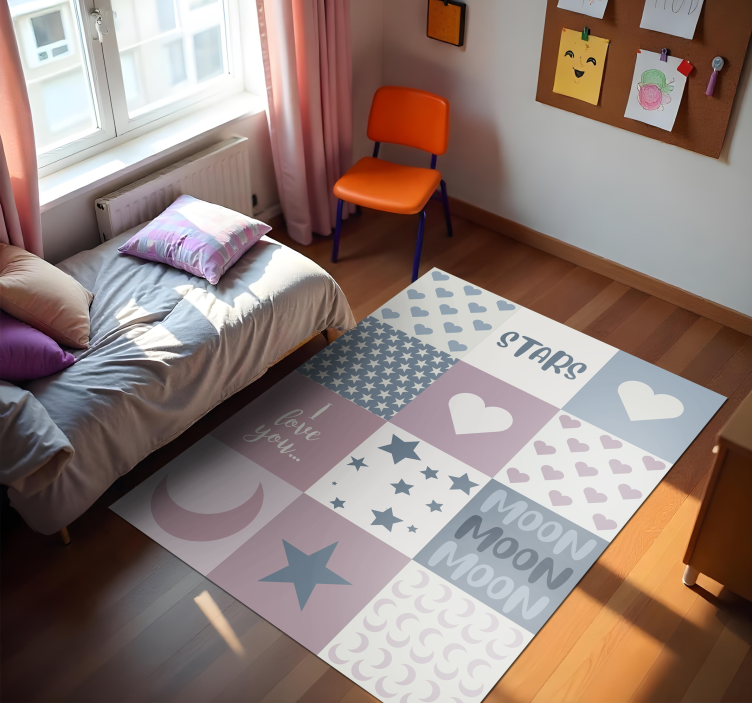 Love You Moon kids vinyl rug - TenStickers