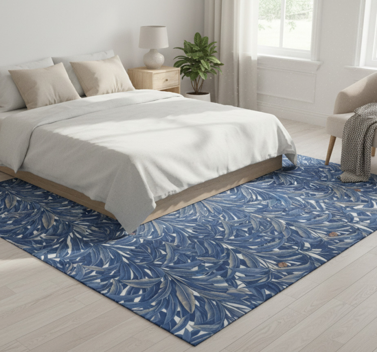 Lush indigo jungle bedroom vinyl rug - TenStickers