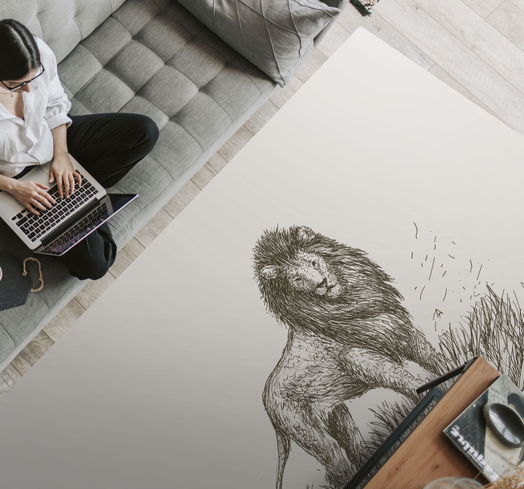 Majestic lion reflection animal vinyl rug - TenStickers