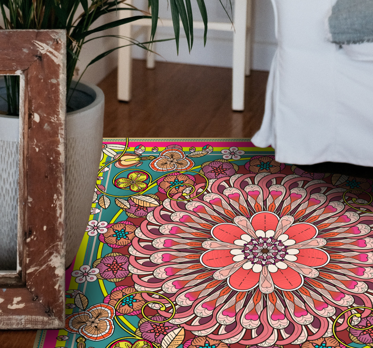 Mandala blossom mandala vinyl rug - TenStickers