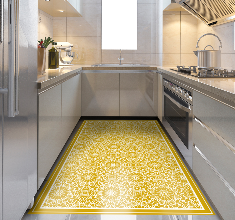 Mandala Inspired Pattern kitchen vinyl rug - TenStickers