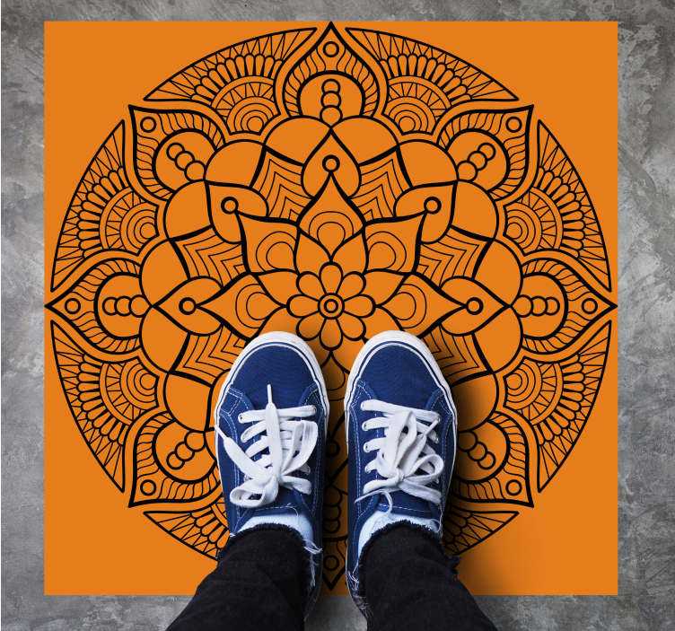 Mandala vinyl rug orange mandala design - TenStickers