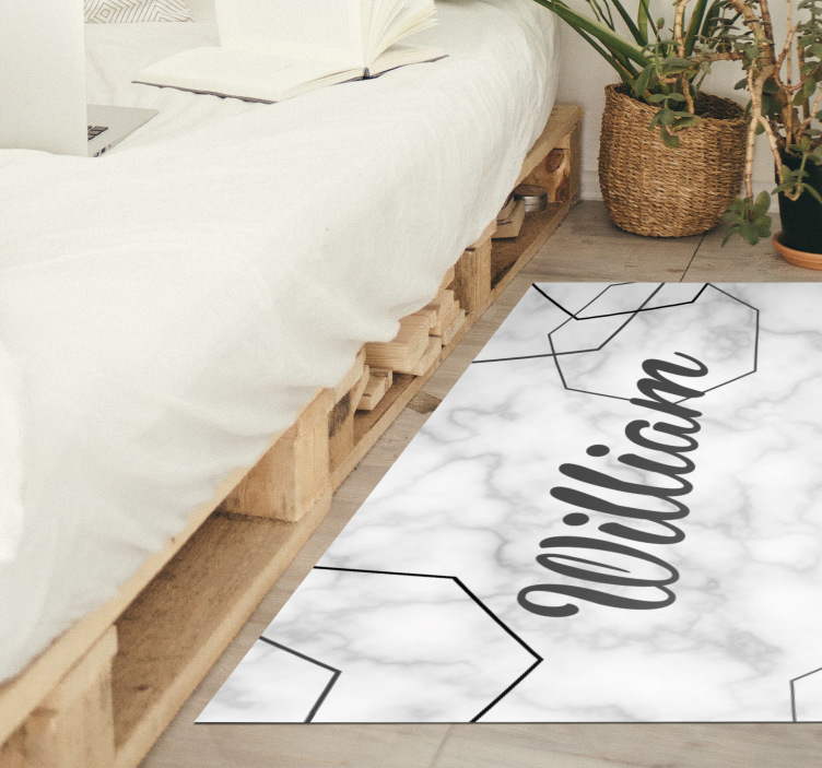 Marble custom name bedroom vinyl rug - TenStickers