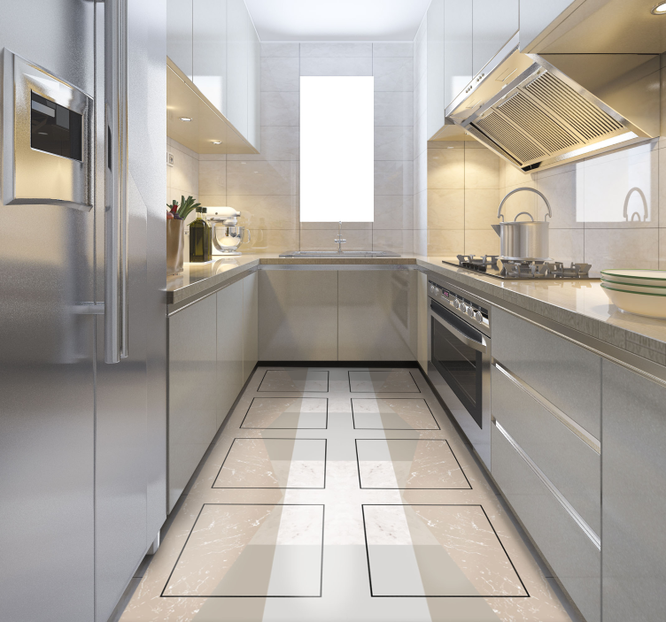 Marble Squares kitchen vinyl rug - TenStickers