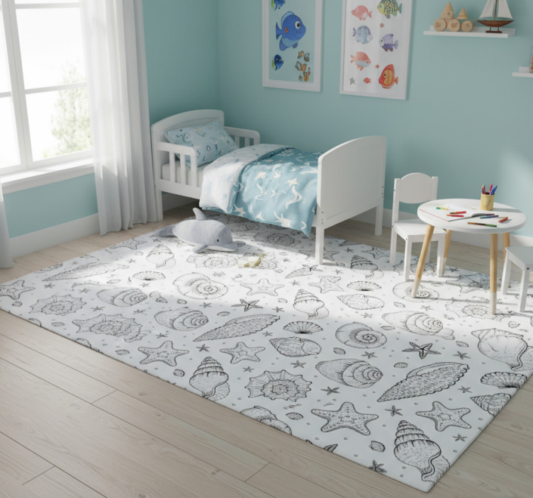 Marine life and seashells animal vinyl rug - TenStickers