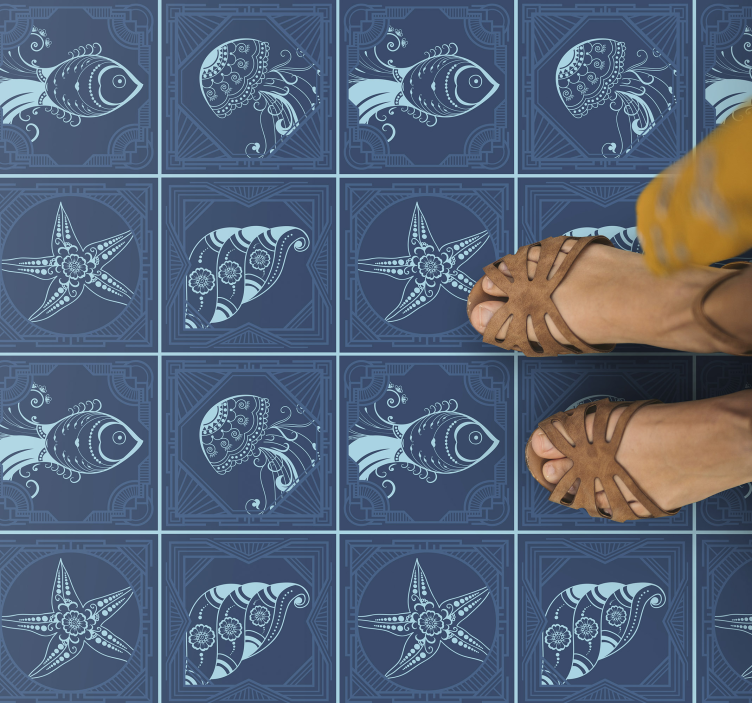 Marine life design bathroom vinyl rug - TenStickers