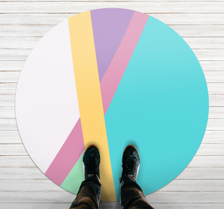 Minimal vinyl rug in vibrant color blocks - TenStickers