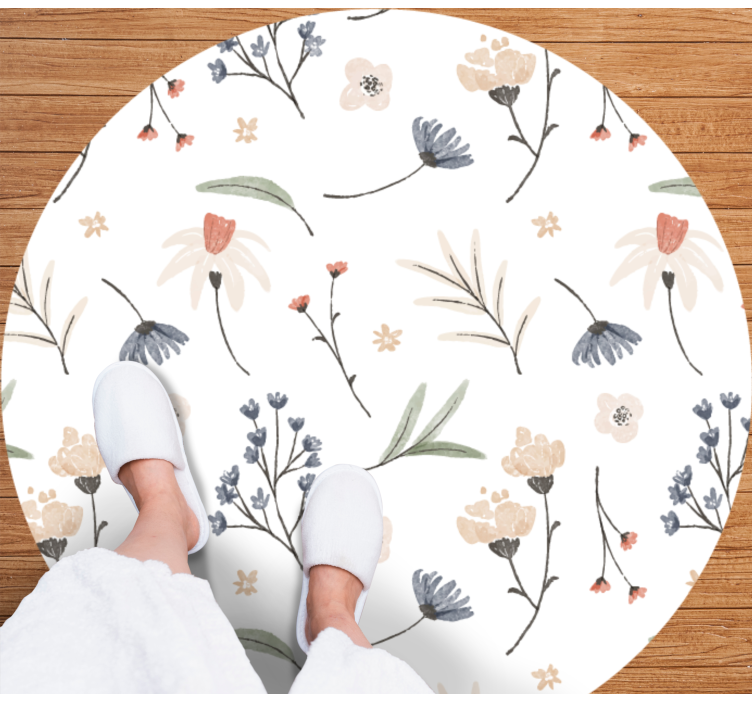 Minimalist elegant design floral vinyl rug - TenStickers