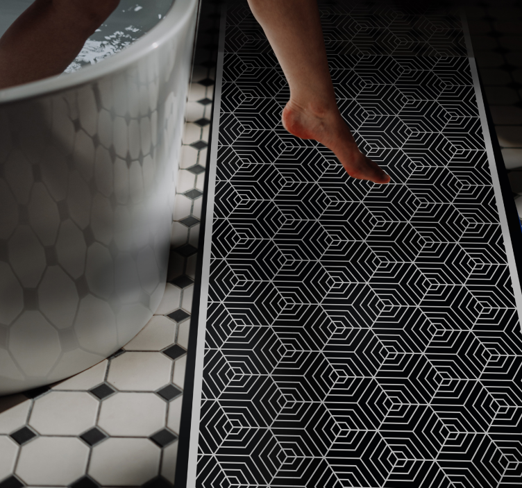 Minimalistic mosaic bathroom vinyl rug - TenStickers
